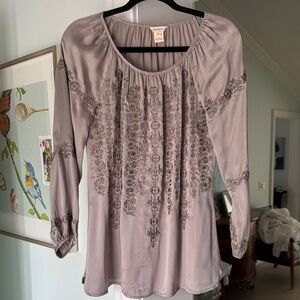 Sundance boutique Embroidered Blouse in Taupe
